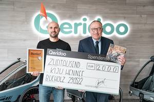 Das in Hennef gegründete und in Buchholz ansässige Unternehmen Qeridoo GmbH - auf die Produktion innovativer Kinderfahrradanhängern spezialisiert - hat der KiJu 2.000 EUR gespendet.