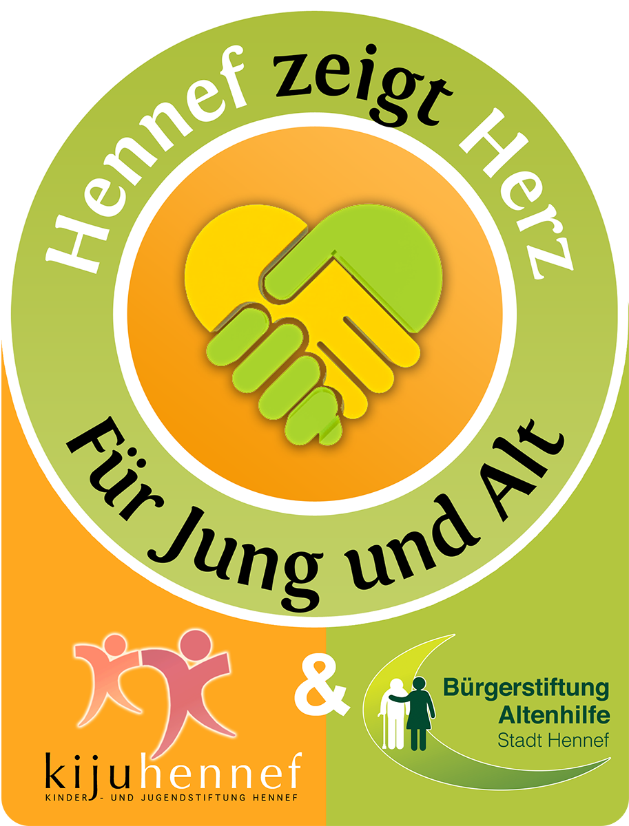 "Hennef zeigt Herz" steht für die Zusammenarbeit der Kinder- und Jugendstiftung Hennef und der Bürgerstiftung Altenhilfe Stadt Hennef